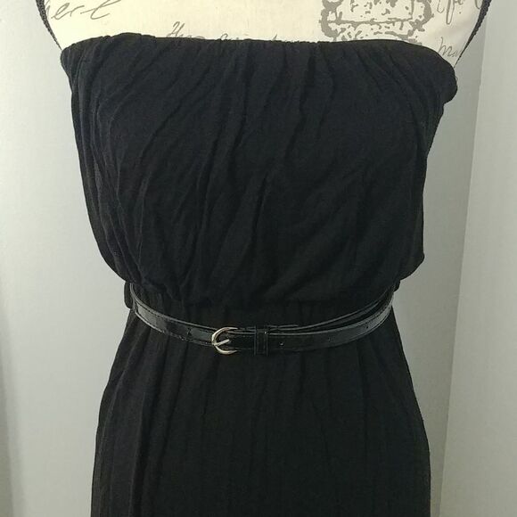 American Dream Black Strapless Hi/Low Maxi w/ belt - Picture 2 of 12